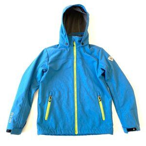 Killtec Softshell Hooded Jacket Boys Size 12 Windproof Fleece Blue Sports Outdoo